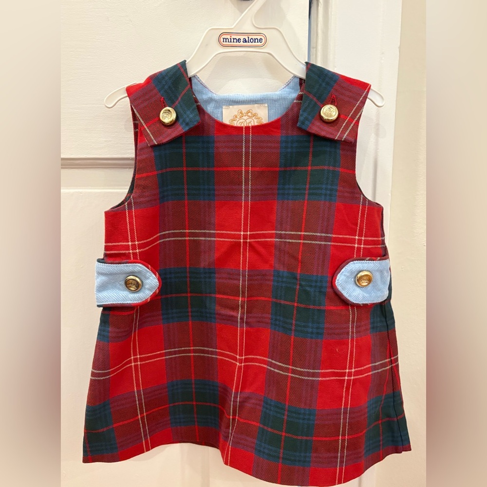 The Beaufort Bonnet Company Red and Blue Plaid Juliet Jumper Dress